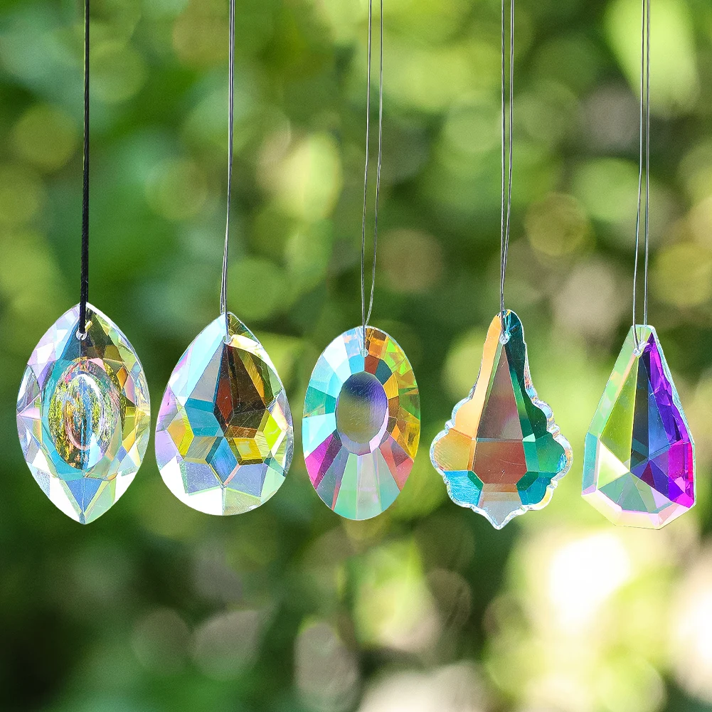 Rainbow Crystal Suncatcher Prism Refract Sunlight Catcher Pendant Chandelier Replacement Parts Window Hanging Sun Lover Decor