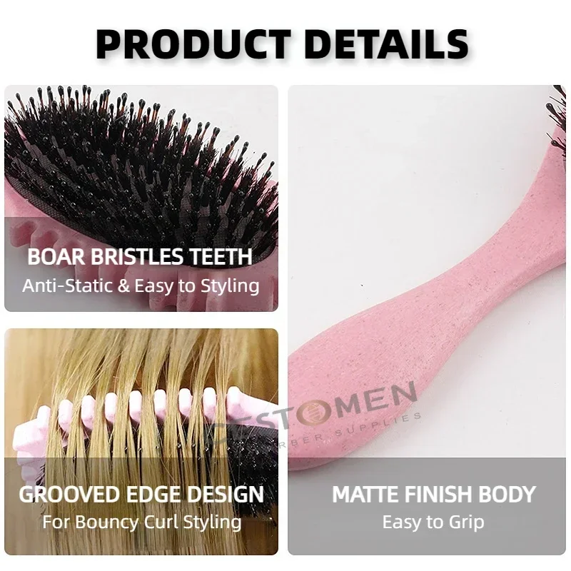 Curls Define Styling Brush Boar Bristle Detangling Hair Brush Tangled Hair Comb Shaping Defining Curls Barber Salon Styling Tool