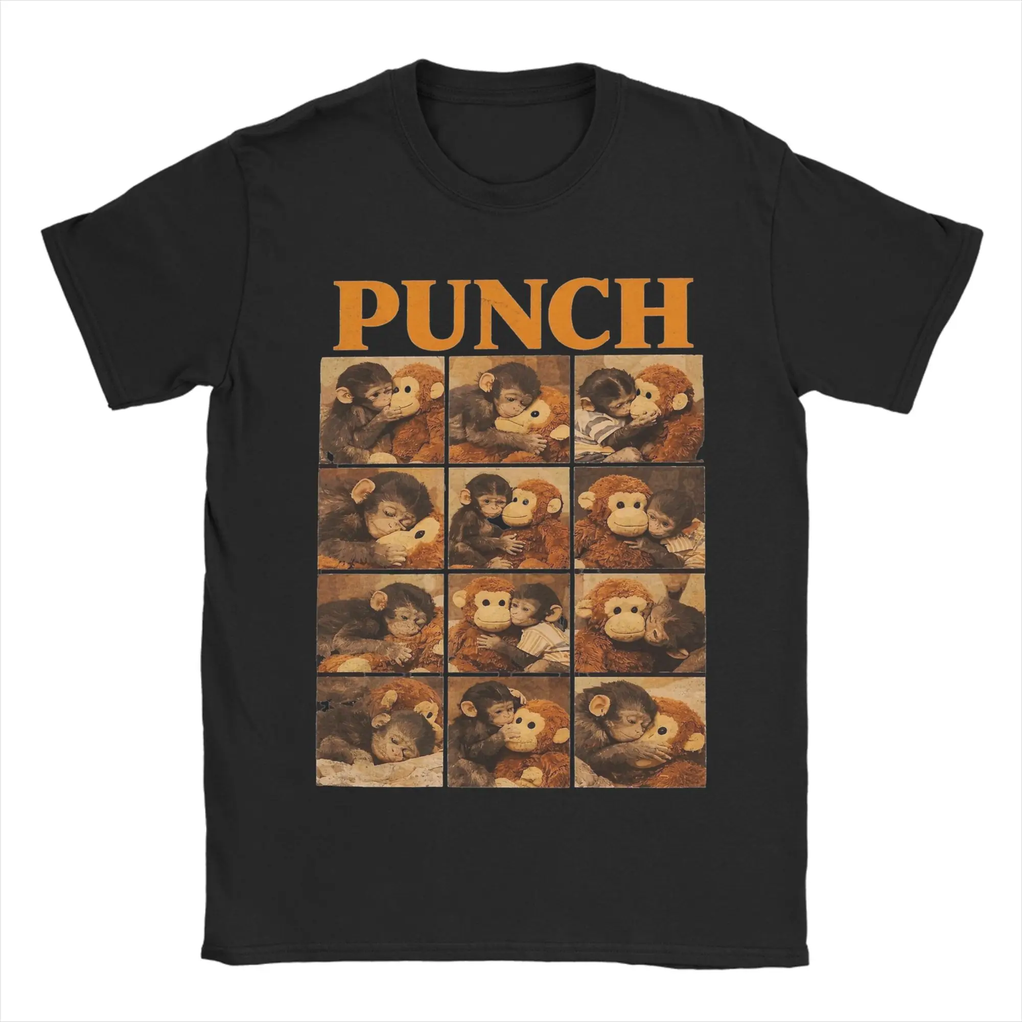 Baby Punch Monkey , Lonely Punch Monkey T Shirt Men  100% Cotton Cool T-Shirts Crew Neck  Tees Short Sleeve Clothing Plus Size