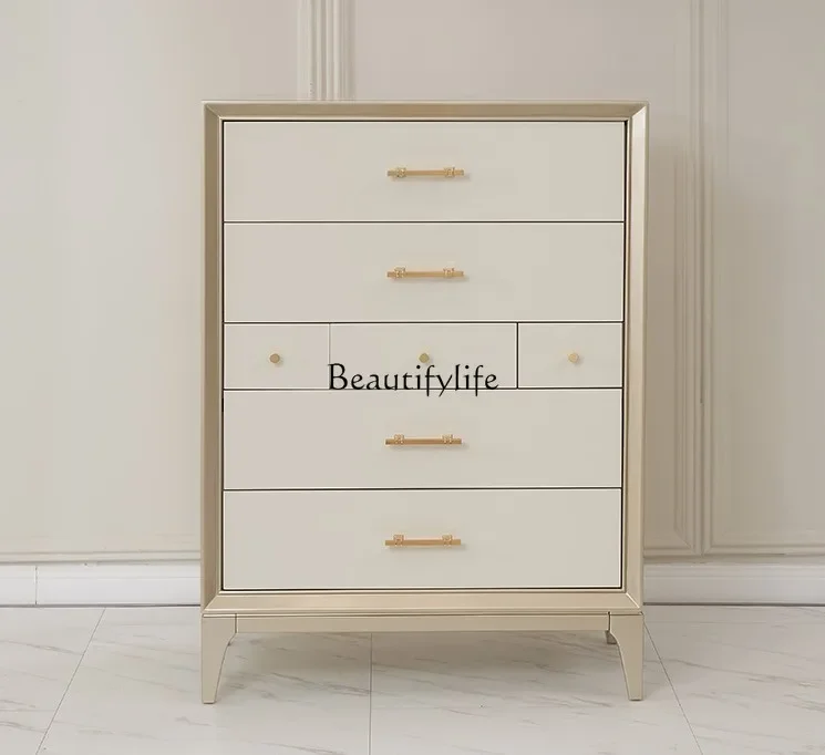 

American light luxury chest cabinet solid wood storage drawer storage chest cabinet against the wallL