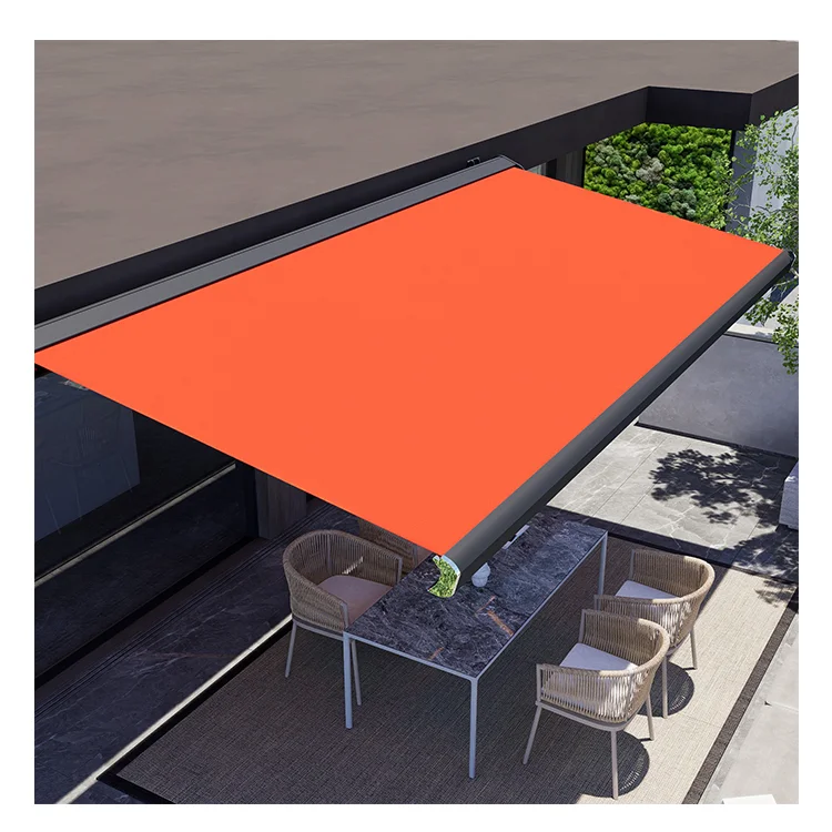 

Lightweight Full Box Retractable Aluminum Alloy Garden Awnings Windproof Window Door Shade Coated Polyester For Indoor Outdoor