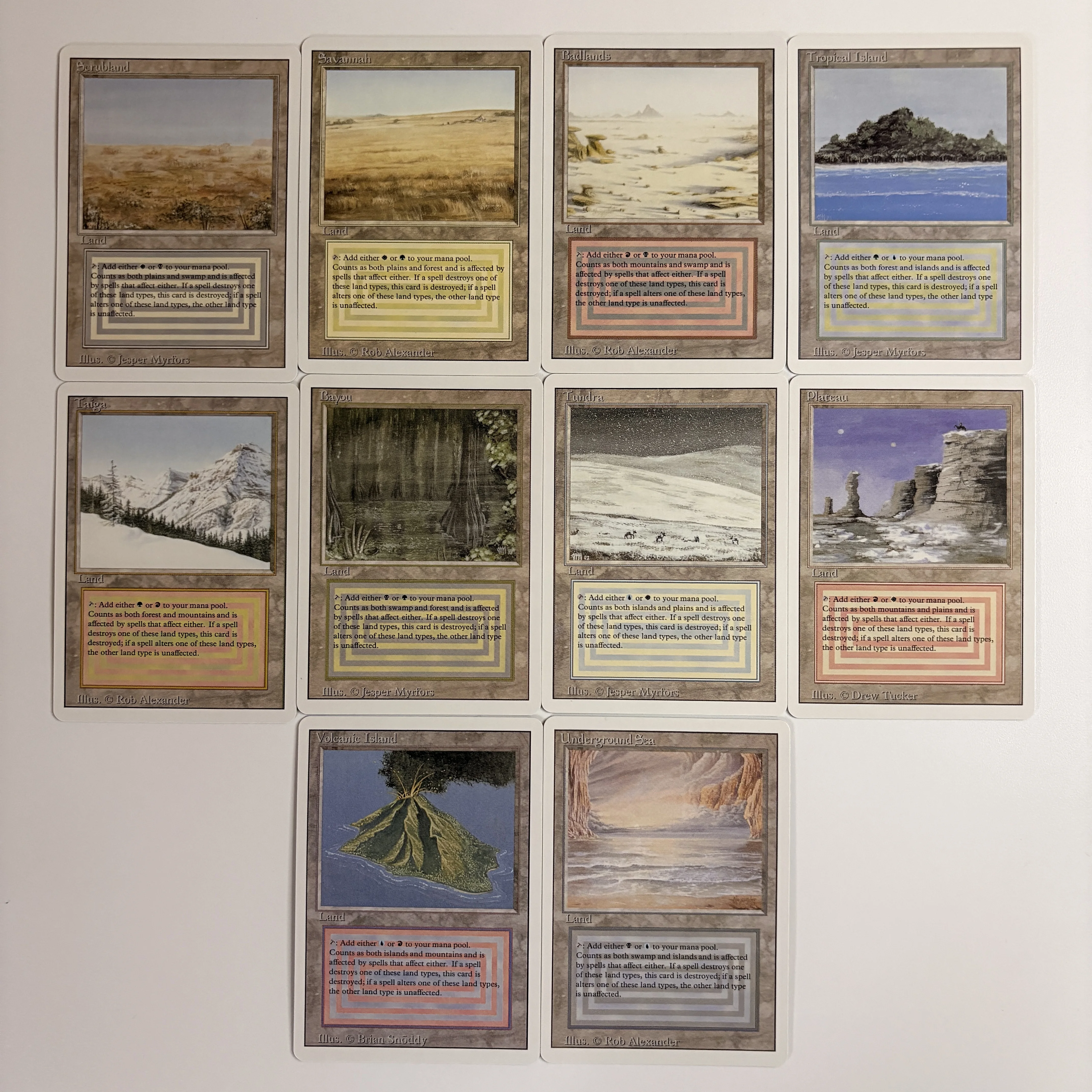 Tarjetas TCG revisadas: Proxy mágico Dual Lands, Underground, Sea, Bayou, Savannah, Tundra, German Black Core Cardstock