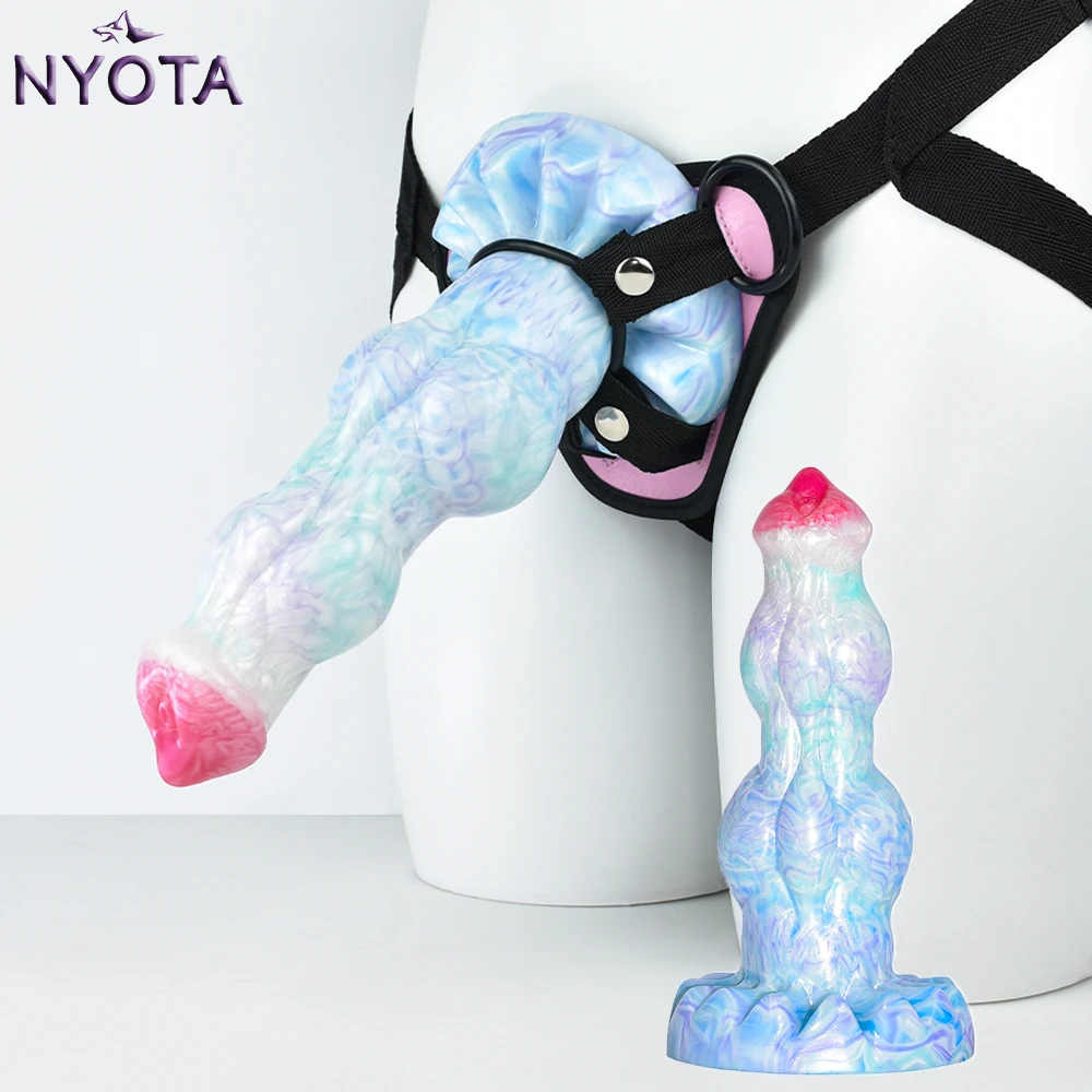 

NYOTA Realistic Dog Dildo Strapon Fantasy Animal Penis Silicone Anal Dildos Fake Dick Cock For Masturbator Sex Toy For Women Men