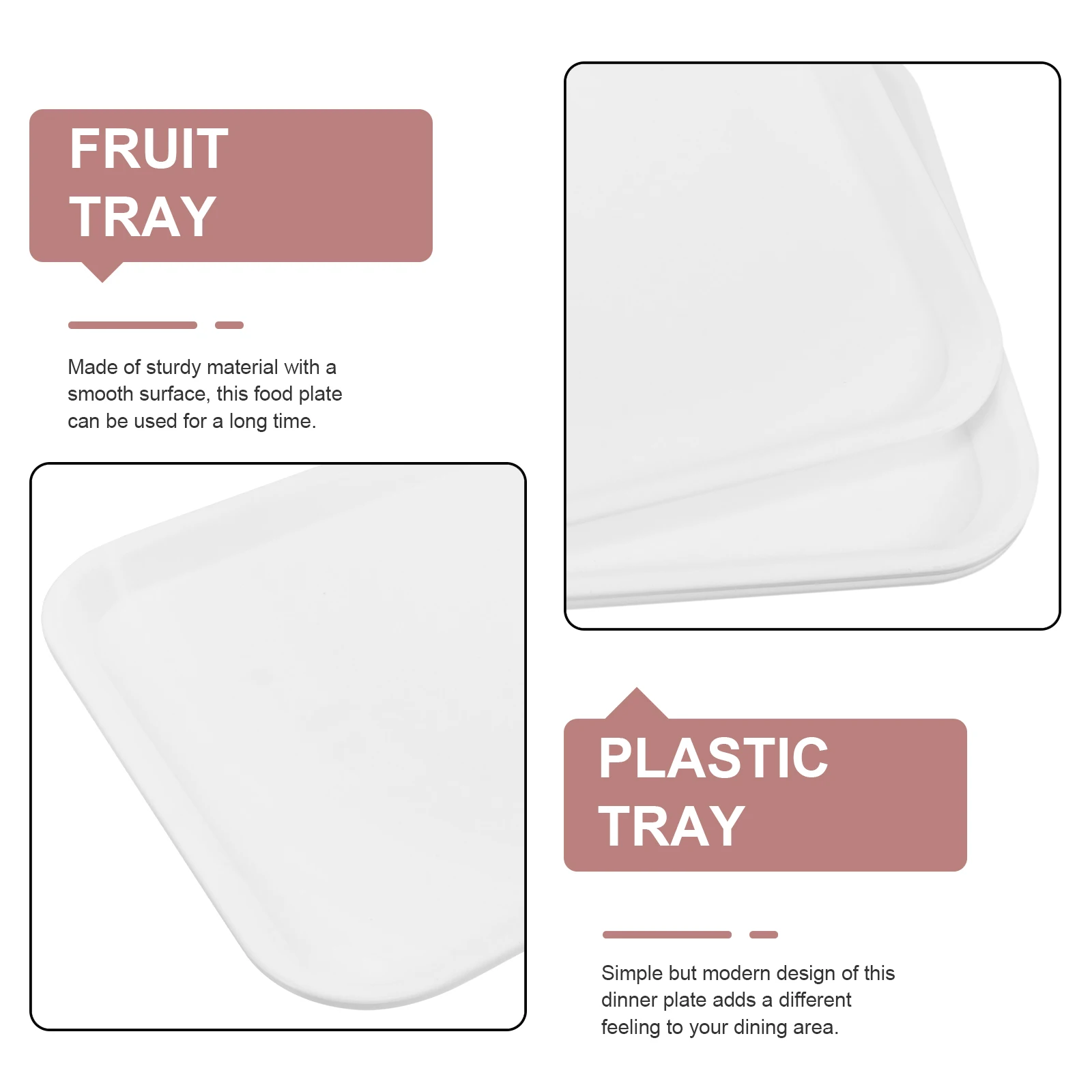 

3pcs Snack Trays Small Narrow Side White Plates Food Candy Dish Food Storage Tray Storage Dessert Serving Tray