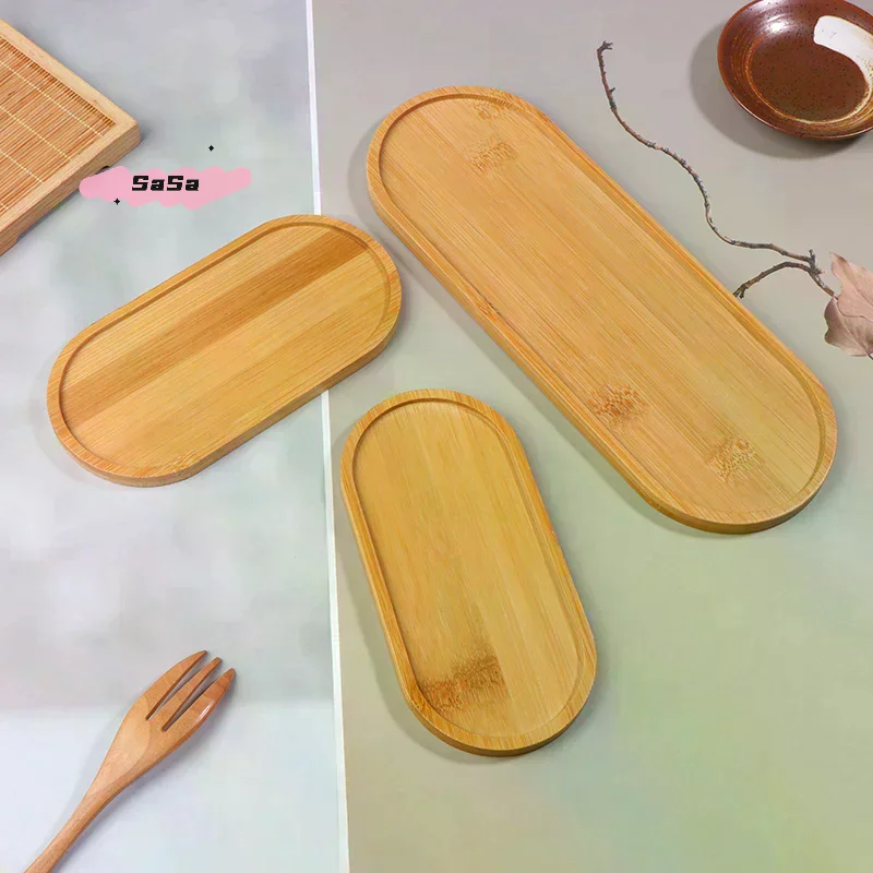 Multi Bamboo Tray Wood Saucer Flower Pot Tray Cup Pad Coaster Plate For Kitchen Decorative Plate Creative Coaster Coffee Cup Mat
