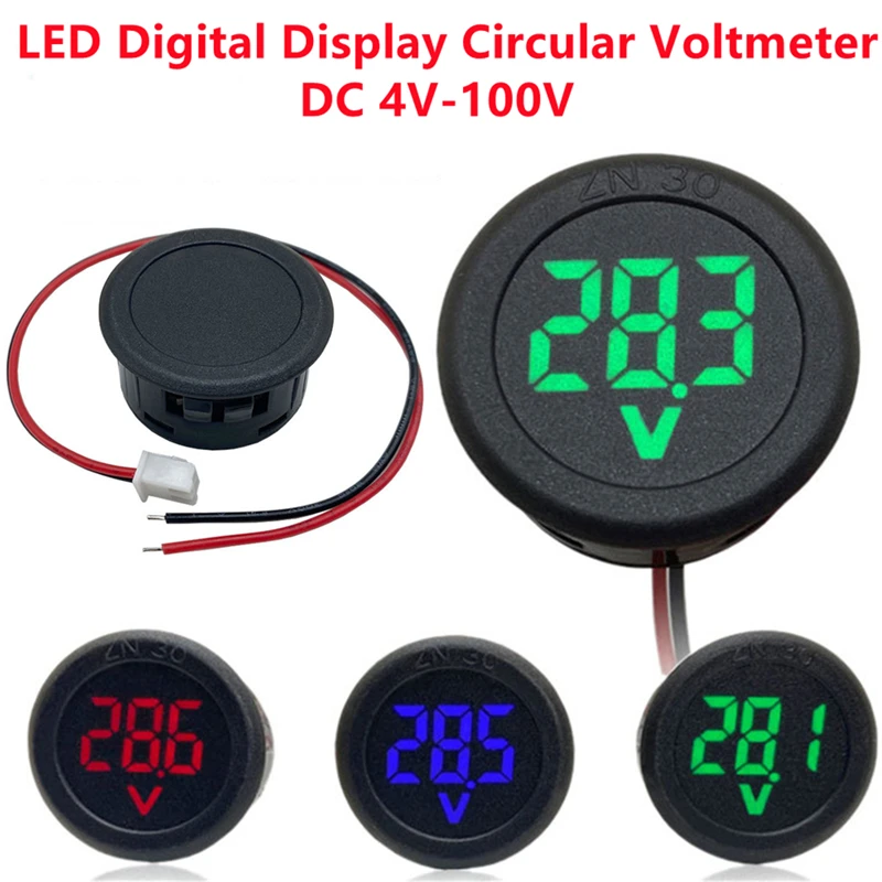 

DC 4-100V DC digital voltmeter head display LED digital display circular two-wire voltmeter reverse connection protection