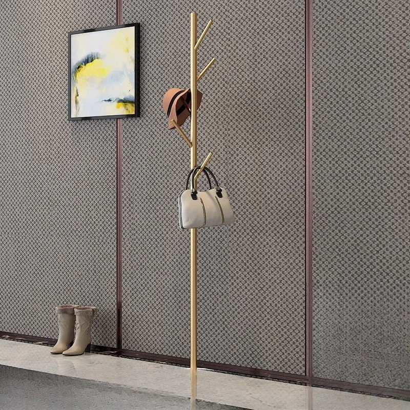 Nordic simple wrought iron gold coat rack, household bedroom light luxury hanging towels, scarves, middle island rack floor