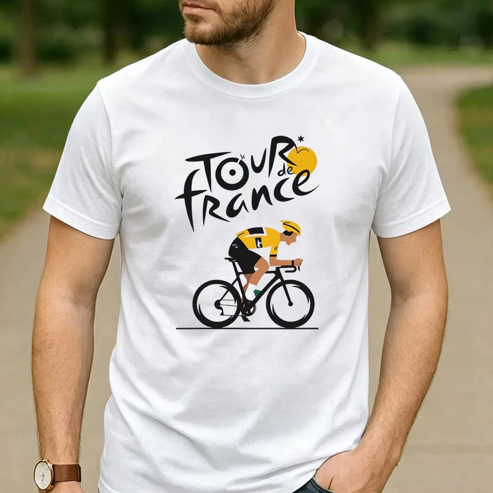 2026 Tour De France Yellow Jersey Cyclist Graphic Cotton T Shirt Unisex Retro Outdoor Road Bike Sports Casual Streetwear Tee
