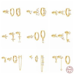 AIDE 3pcs/4pcs Set Cute Mini 925 Sterling Silver Stud Earrings for Women Charming Zircon Y2k DIY Handmake Studs Ear Jewelry