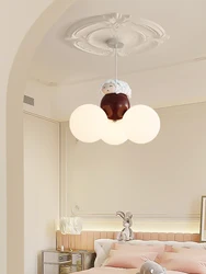 Cream style chandelier cartoon children's room light, teddy bear warm eye protection light