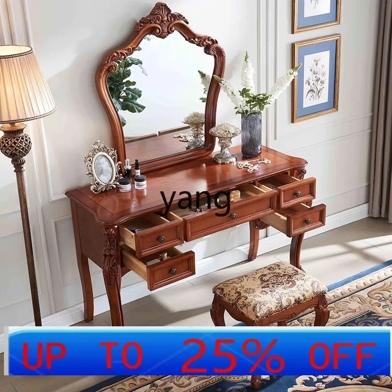 

LTT American dresser solid wood storage table bedroom makeup table makeup mirror with drawer combination
