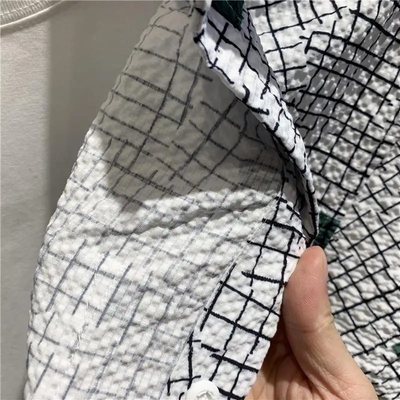 Sommer männer Farbe-blocking Plaid Revers Casual männer Hemd Koreanischen Stil Modische Hübsche Tasche Ins Lose Hemd