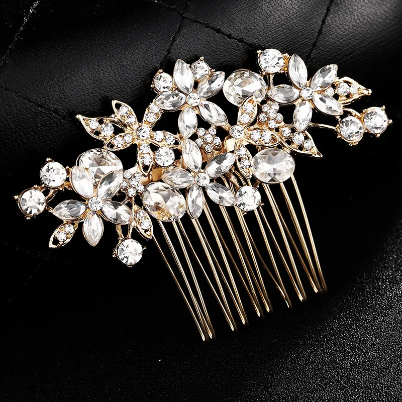 Pettine per capelli floreale con strass in lega di moda accessori per capelli da sposa fermagli per capelli forcina per gioielli da sposa da donna