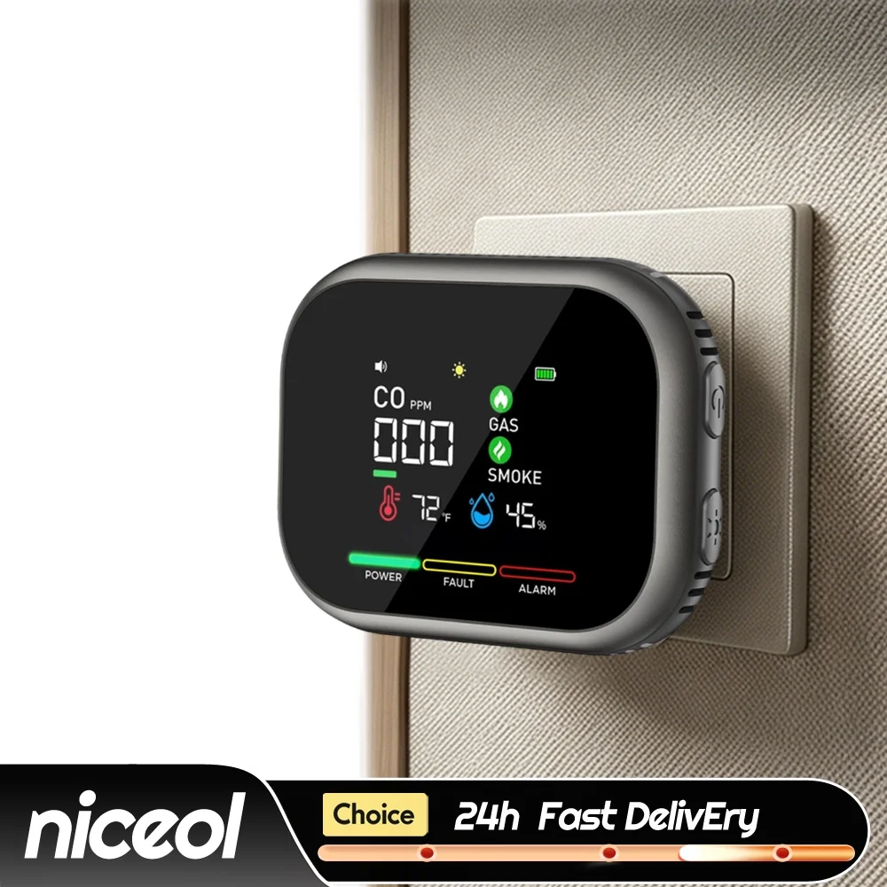 6-in-1 Portable Air Quality Monitor Air Quality Monitors Indoor Carbon Monoxide Detectors for Home Office Cars Plants