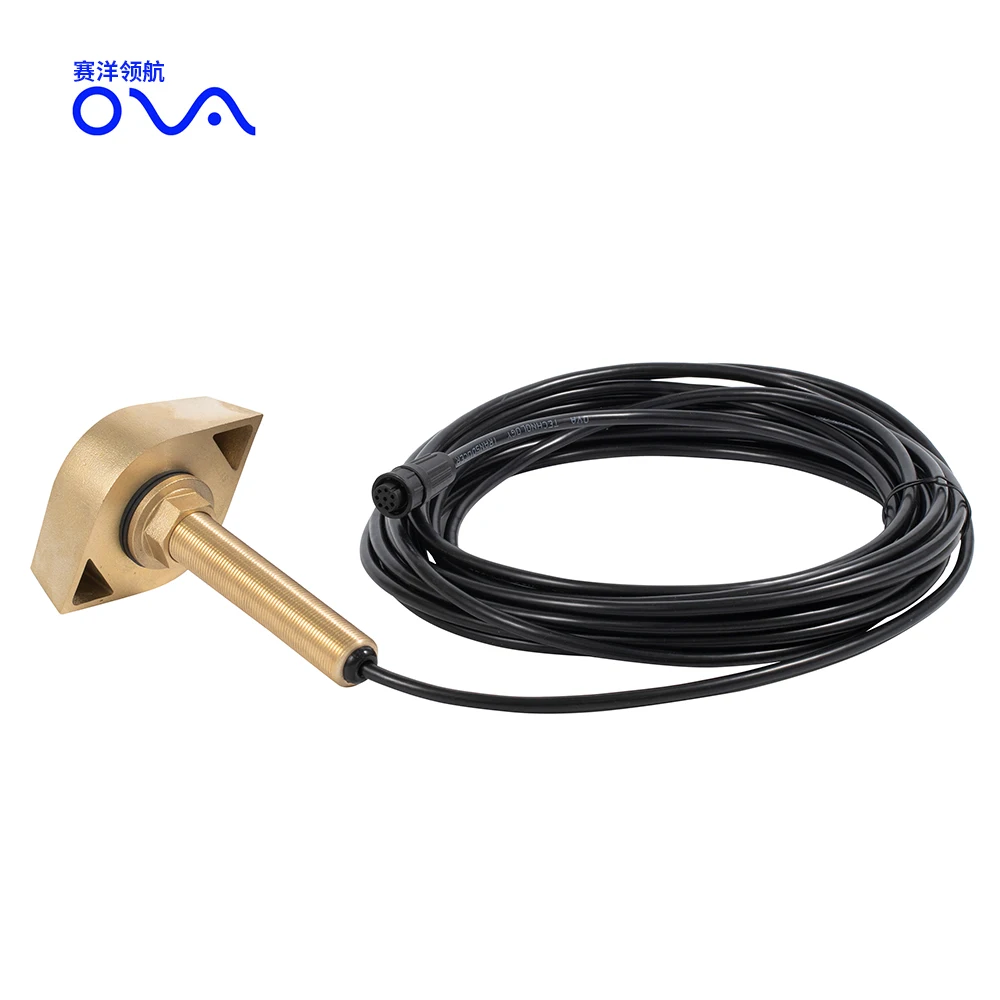 OVA Dual Frequency 600W Bronze Transducer 50&200KHz Ultrasonic Sensor for Marine Use Thru-Hull Transducer