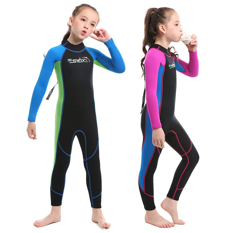 SLINX 2mm Neopreen Jongens Meisjes Full Body Lange Mouwen Wetsuit Zwemmen Duiken Pak Water Sport Snorkelen Badmode Beachwear