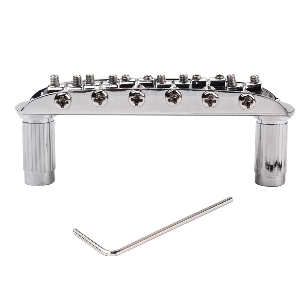 Chrome Plated 6 String Guitar Steel Bridge Assembly Parts Musical Instrument