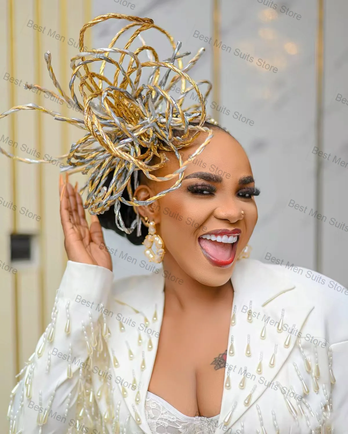 Terno feminino 1 peça blazer longo vestido de baile pérolas de luxo outono formal jaqueta de escritório personalizado casaco de algodão para convidados de casamento