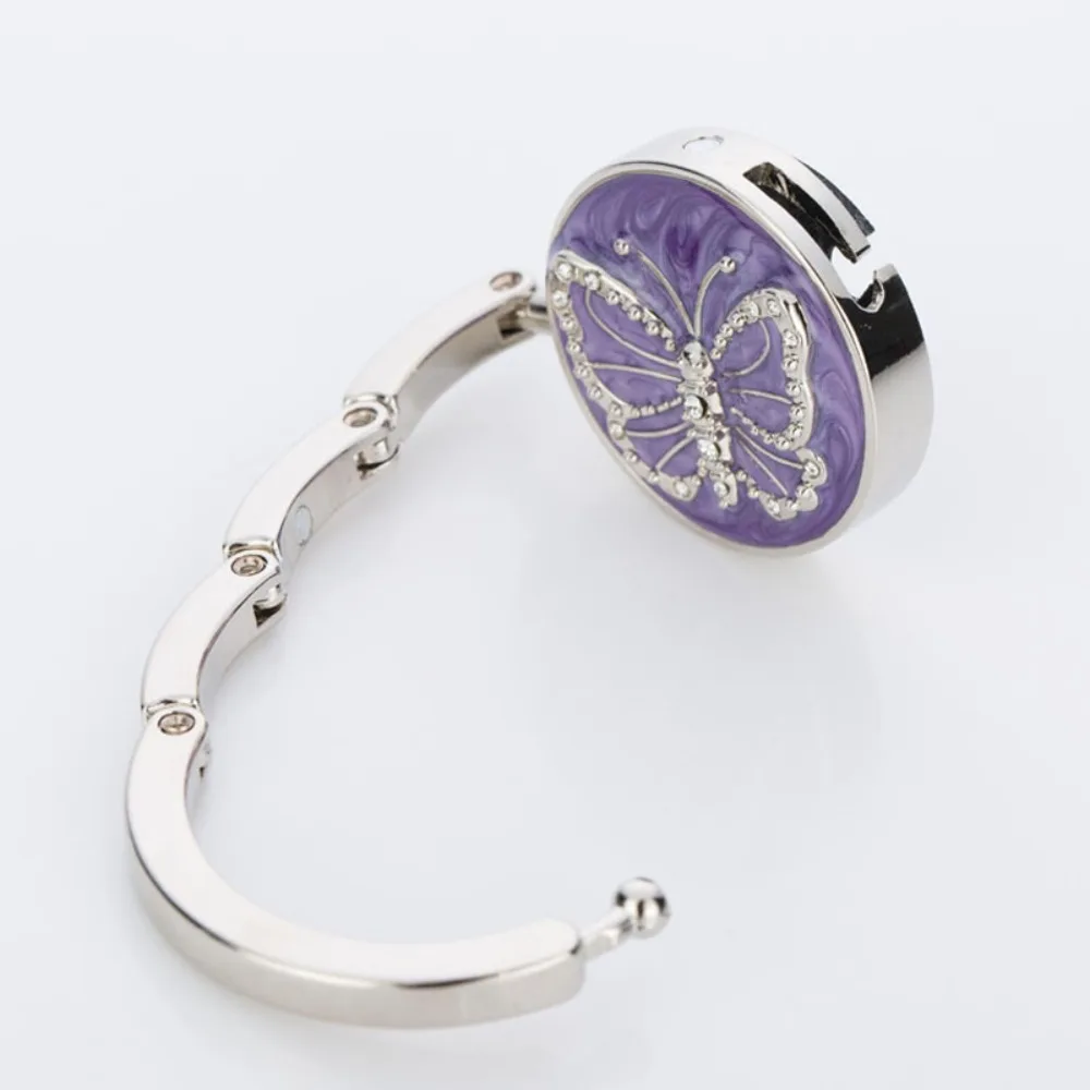 Travel Portable Diamond Butterfly Pattern Table Hanger Desk Hooks Folding Purse Hook Bag Holder Handbag Hanger Travel