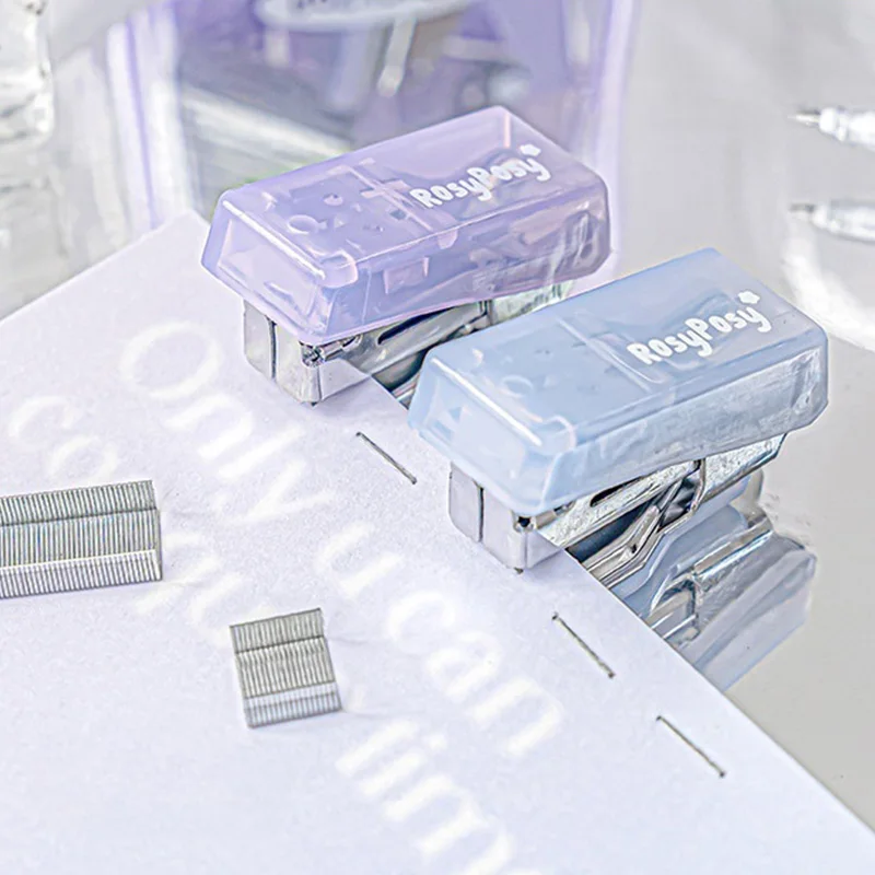 1 Set Jelly Efficiency Set Clear High Beauty Mini Scissors Puncher Portable Stapler