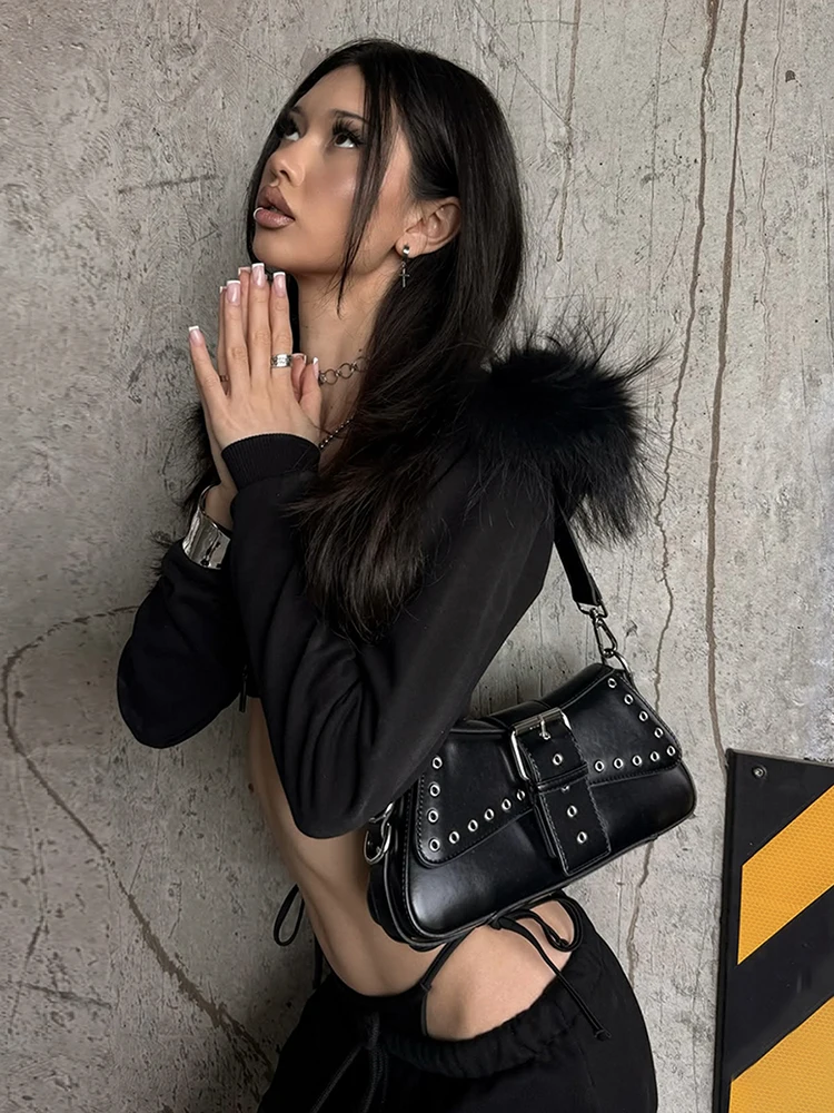 

Macheda Hottie Лоскутное плюшевое укороченное пальто с капюшоном Женское пальто на молнии с длинным рукавом High Street Сексуальная осенняя тенденция в стиле хип-хоп Сексуальная куртка