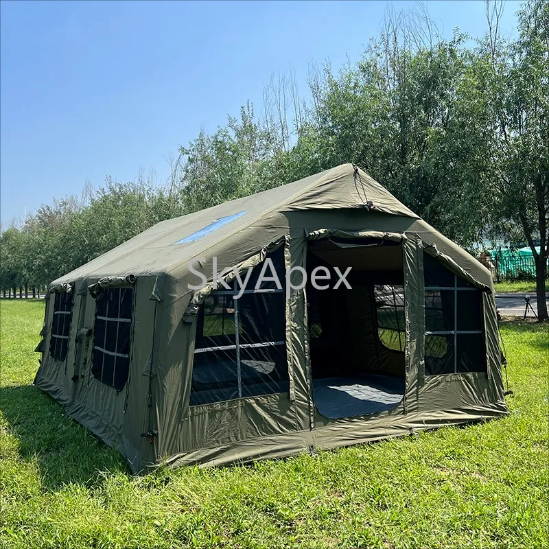 Portable Waterproof TC Cotton Fabric Inflatable Camping Party Tent Easy Air Pump Setup Customizable OEM ODM Design  For 5 People