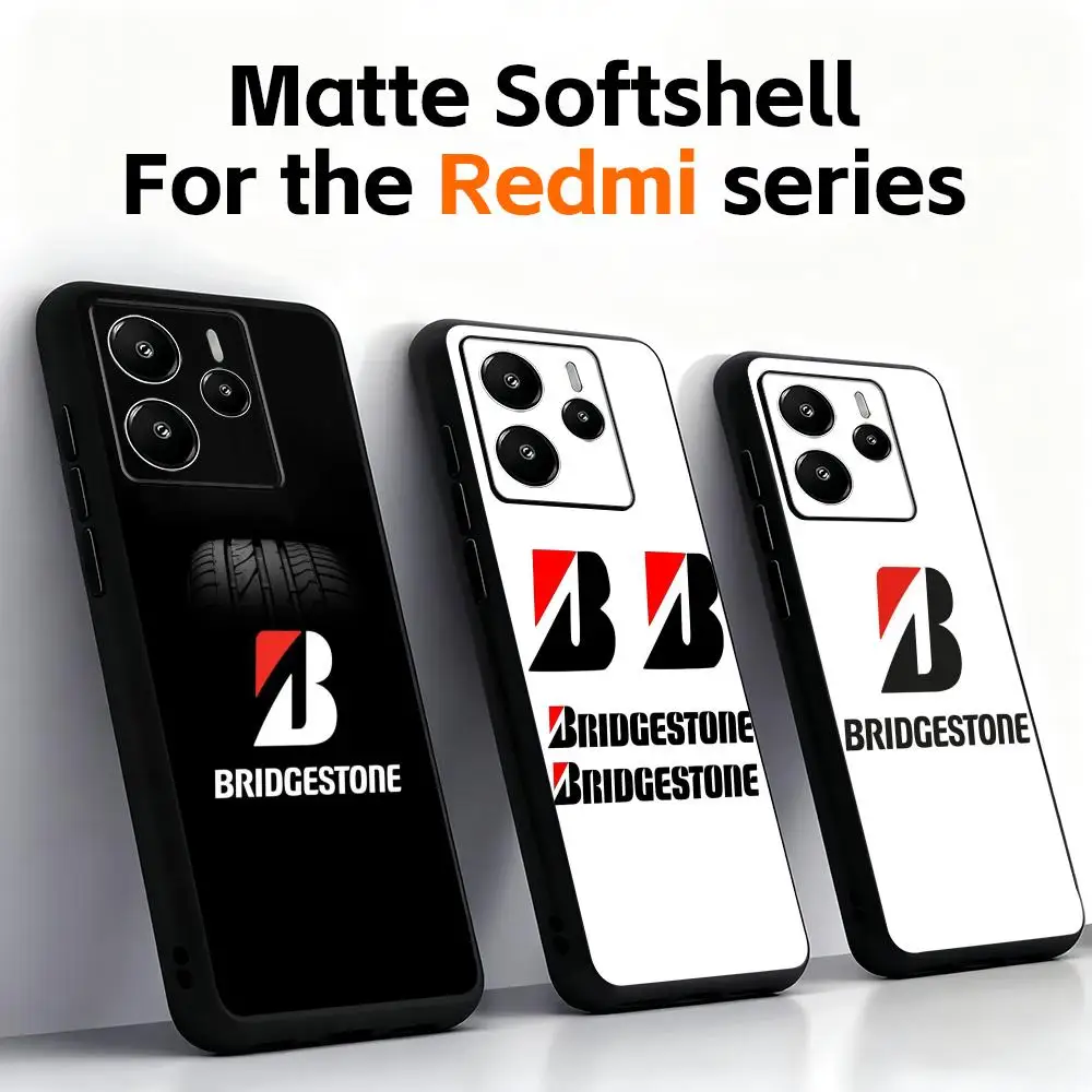 B-Bridgestone Fashion Cool Phone Case For Xiaomi Redmi Note 17 15 14C 13C 12C 14 13 12 Pro Plus S Soft Black Phone Cover