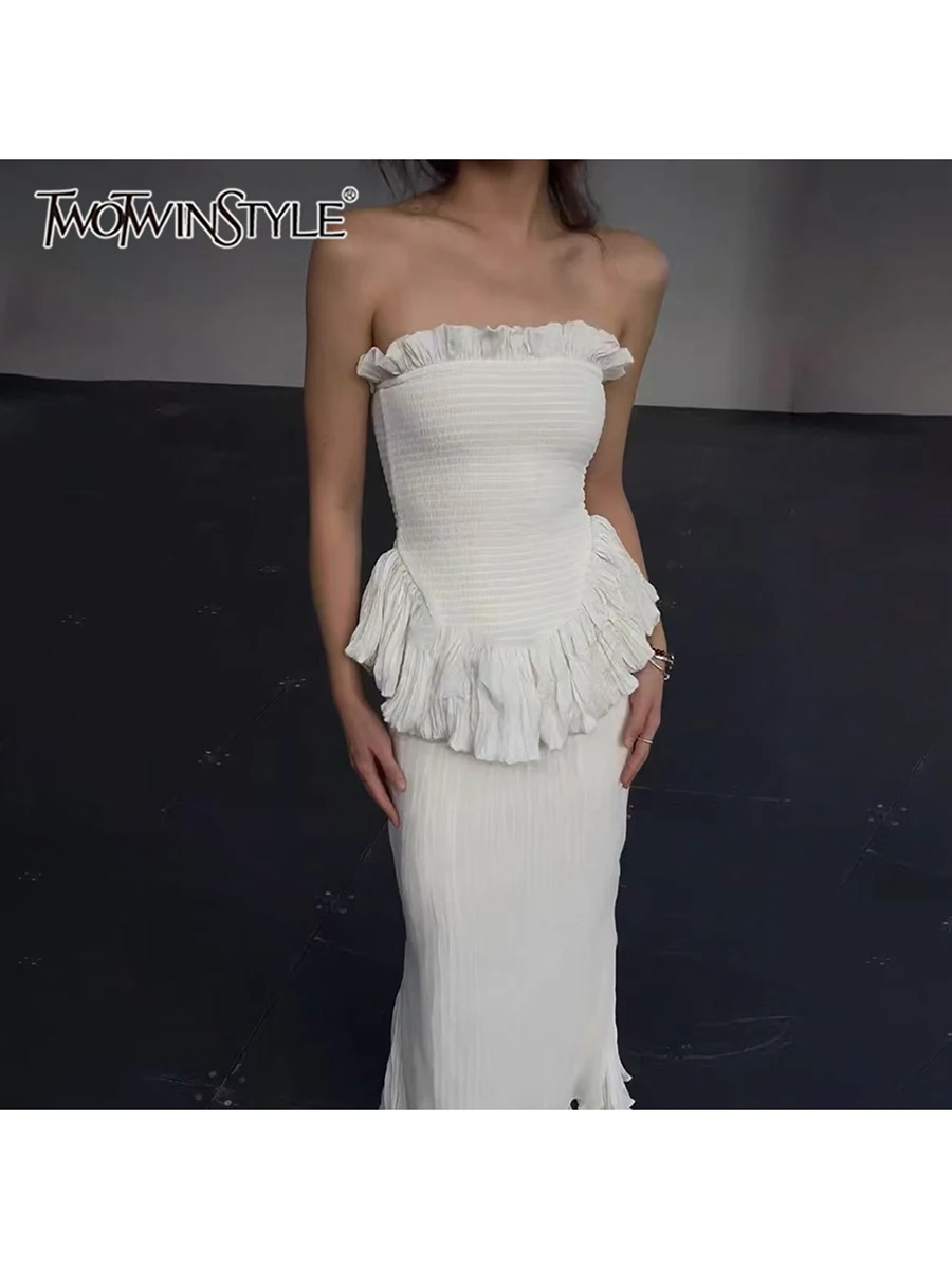 

TWOTWINSTYLE однотонные утягивающие элегантные жилеты для женщин без бретелек без рукавов с высокой талией в стиле пэчворк, минималистичные топы, женские новые