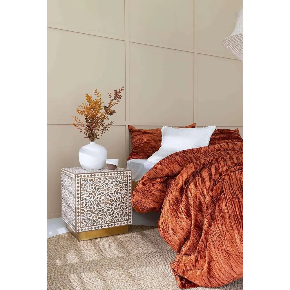 صوفيا آرت سحق المخملية غطاء لحاف 3 قطعة مجموعة الصلبة نمط فاخر غطاء الفراش المعزي غطاء مع 2 وسادة Shames UO Comfo #2