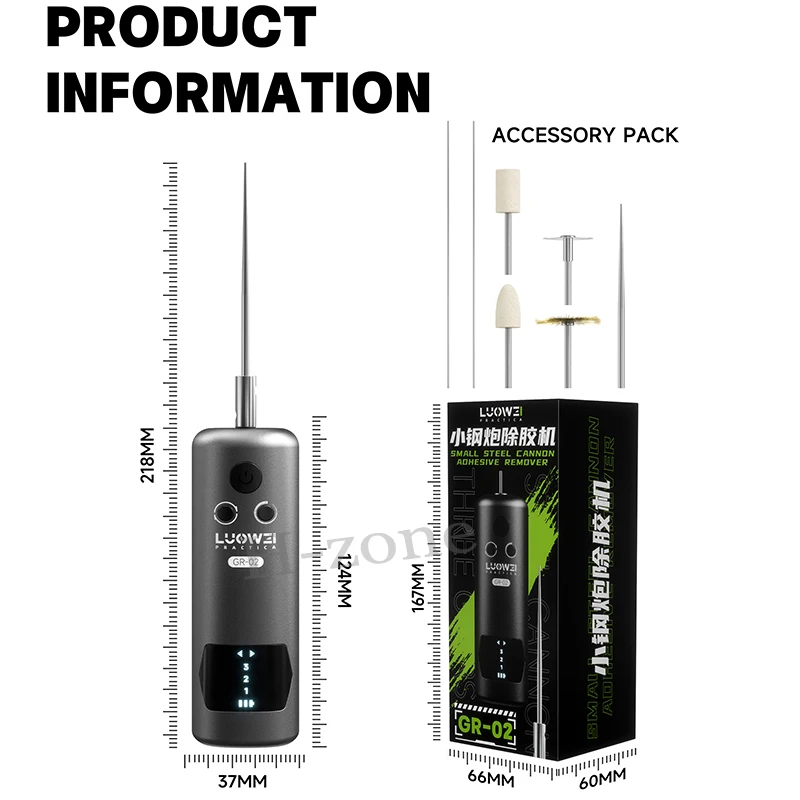 Luowei GR-02 Electric OCA Glue Remover with 3-Speed Adjustable LED Display for Mobile Phone LCD Screen Cleaning repair Tool