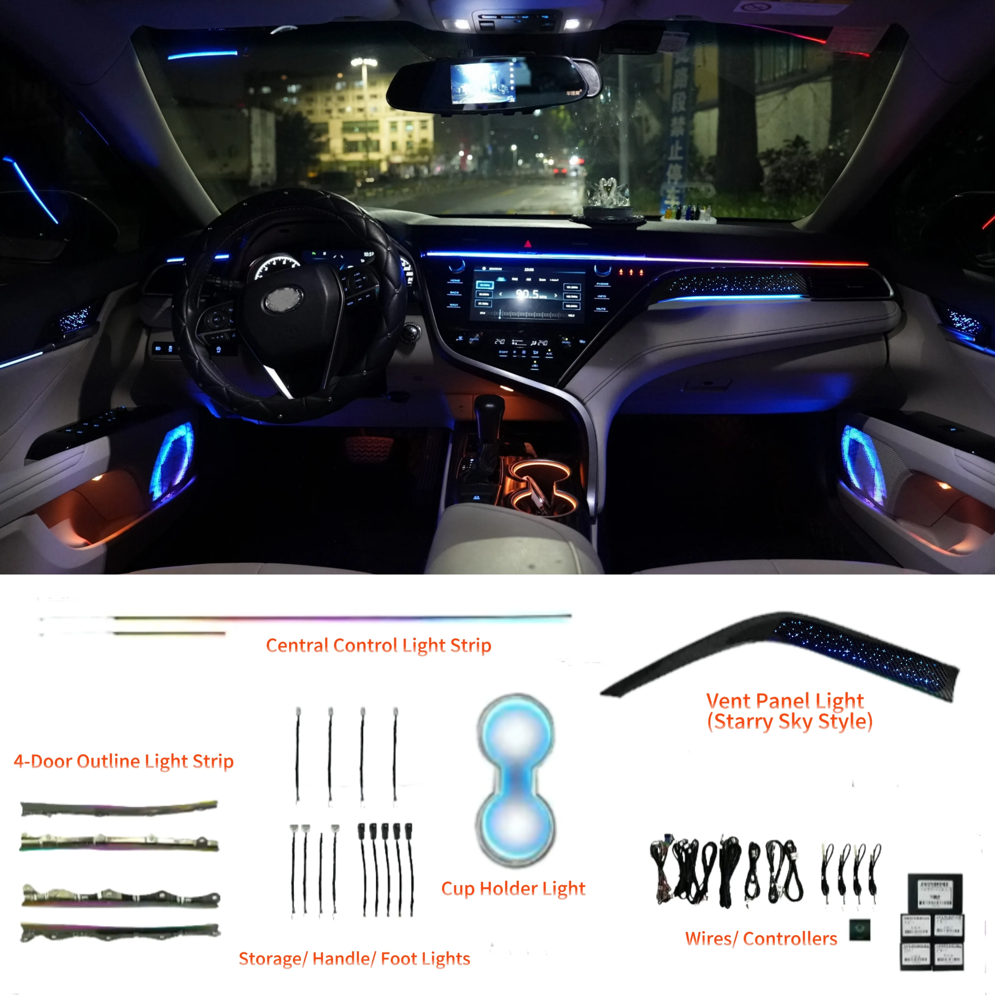 

Atmosphere Lamp For Toyota Camry 2018 2019 2020 2021 2022 2023 Ambient Light RGB Light Strip Kit Interior Decorative Lamp