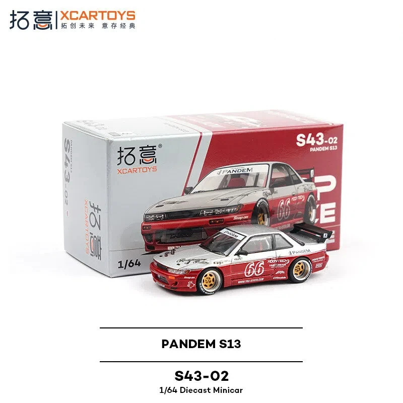 

Коллекционная миниатюрная модель TOPRACE Nissan S13 Supercar 1/64 из сплава, реалистичная гоночная модель Pandem для декора и коллекции