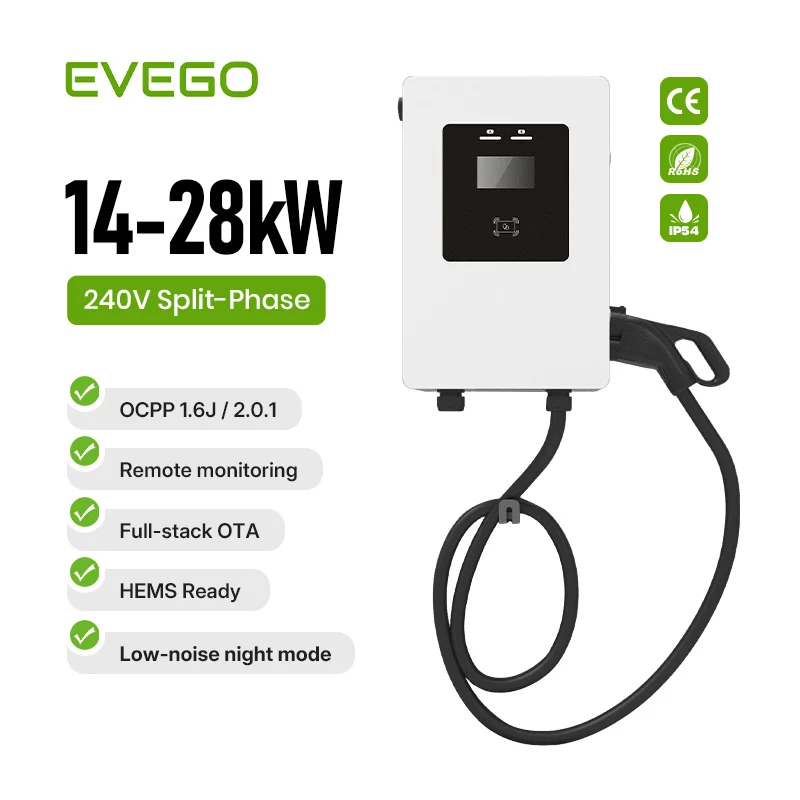 EVEGO 21kW EVSE Supply CCS1/CCS2/GBT Connector Wall Mounted Single Gun Level 2 60A TUV Certified EV DC Charger Station For Home