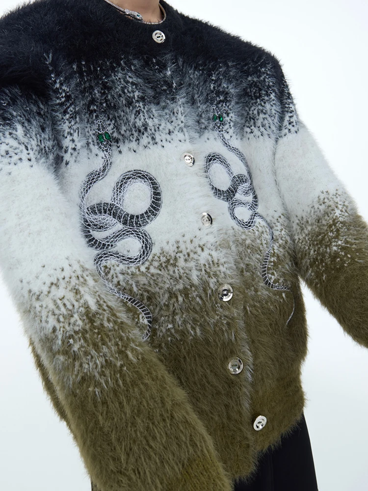 LUZHEN Stylish Mink End Imitation High Gradient Luxury Color Sweater Cardigan Knitted Loose Handsome Men Fleeced Clothing JY5459