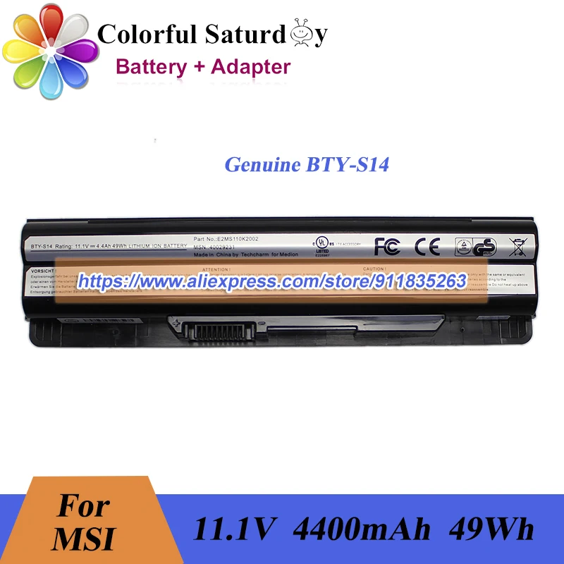 

Genuine BTY-S14 Battery For MSI MS-1755 MS-1758 MS-1759 MS-16GF MS-16GB MS-16GH MS-16GD MS-16GC MS-175A GE60 CX61 Series
