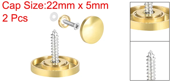 Uxcell 2/4/8 Stück 10/12/14/18/22/25mm Spiegelschrauben Dekorative Kappenabdeckung Nägel Poliertes Gold Silber – Detail 5