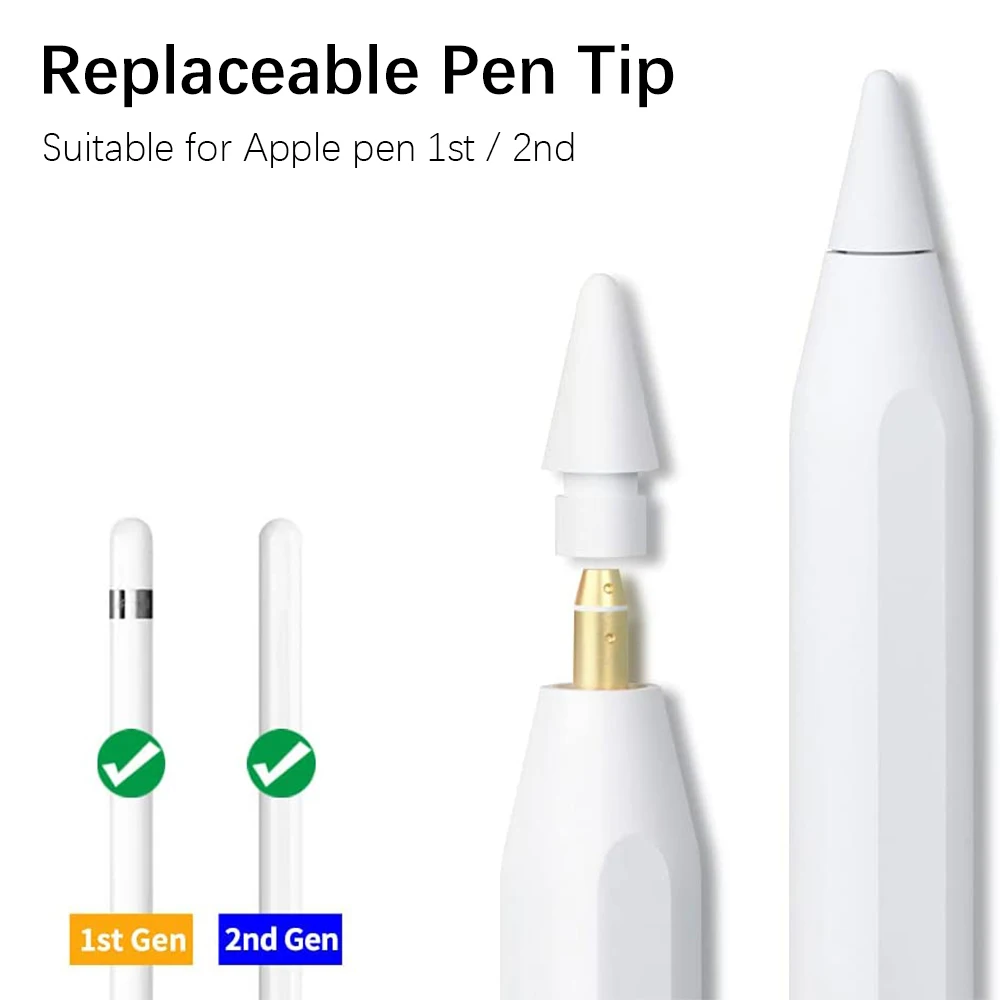 1/2/3szt Końcówki do ołówków Apple Pencil 1. 2. generacji Końcówka do pióra iPencil do Apple iPad Pro Air Stylus Pen Zapasowa stalówka Akcesoria