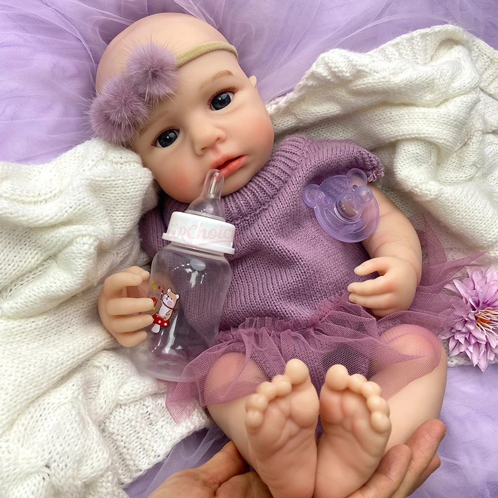 18Inch Soft Touch Educational Silicone Reborn Doll Lifelike Detail Features Can Use Pacifiers Newborn Role-Play Doll