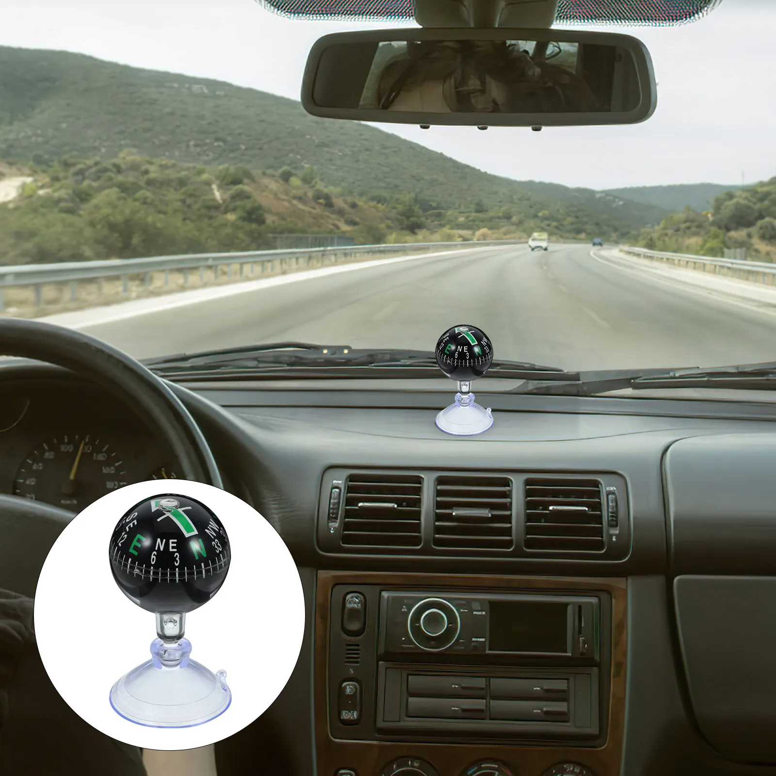 Car Compass Ball Sleek Stylish Design Highly Accurate Directional Guide Small Portable Automotive Compass for Car Dashboard