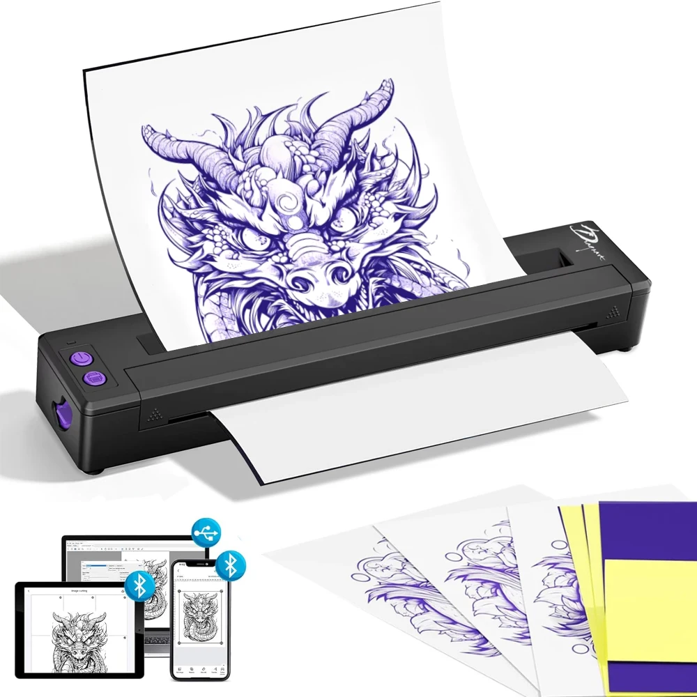 

Трафаретный принтер для татуировки P19 Беспроводной термопринтер для татуировки, совместимый с телефоном и ПК, принтеры для татуировок для татуировщиков