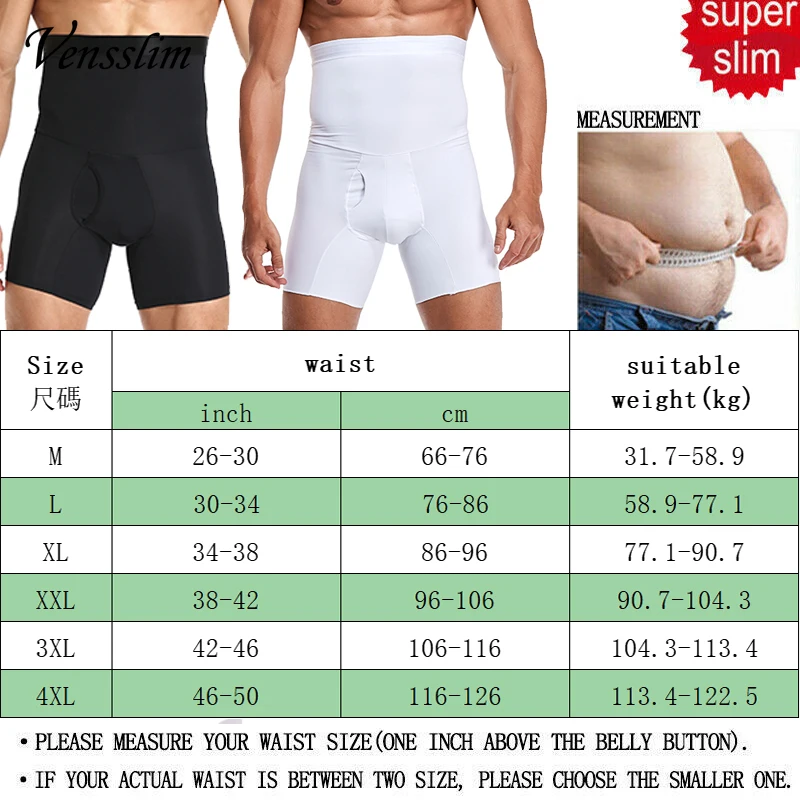 Vensslim Tummy Control Waist Trainer Pant Men Slimming Plus Size Body Shaper Shorts Compression Shapewear Thigh Slimmer Pants