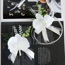 Boutonniere e polso corpetto matrimonio sposo busto damigella d'onore risvolto abito da banchetto di nozze busto Pin sposa imitazione fiore