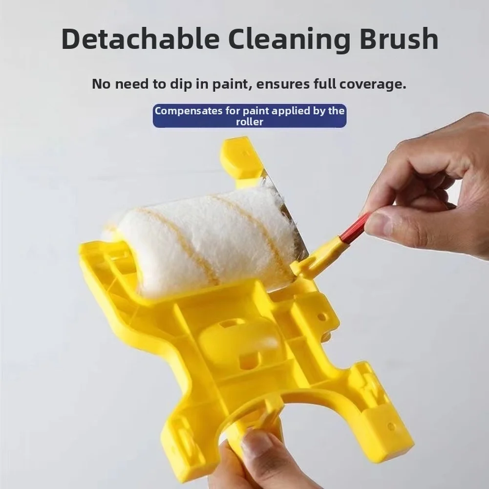 For Acrylic Edge Painting Roller Brush Trim Tool With Tray 360° Rotating Handle Color Separation Design For Smooth Wall Coating