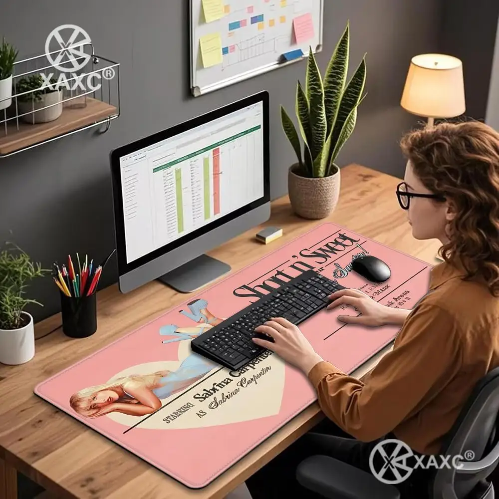 Singer S-Sabrina C-Carpenter Short n Sweet S Mouse Pad Large Desk Mat Keyboard Ergonomic Office Rubber Game PC Non-slip Anti-fra