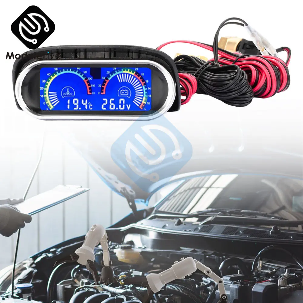 2 IN 1 Universal 12V/24V Truck Car Oil Pressure Gauge + Water Temperature Gauge Set Meter Sensor Oil Pressure Indicator 9V-36V