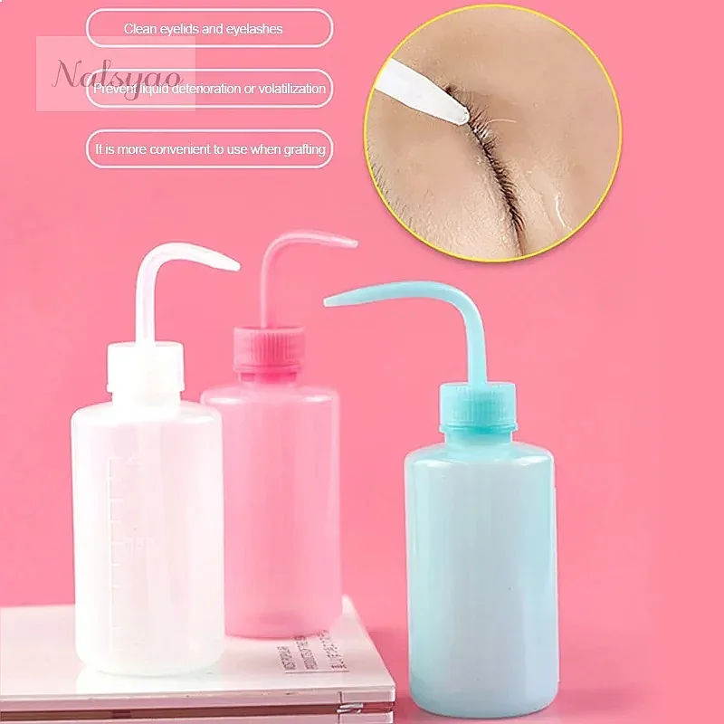 250/500ml Eyelash Cleaning Bottle Curved Spout Waterproof Eyebrow Remover for Lash Extension