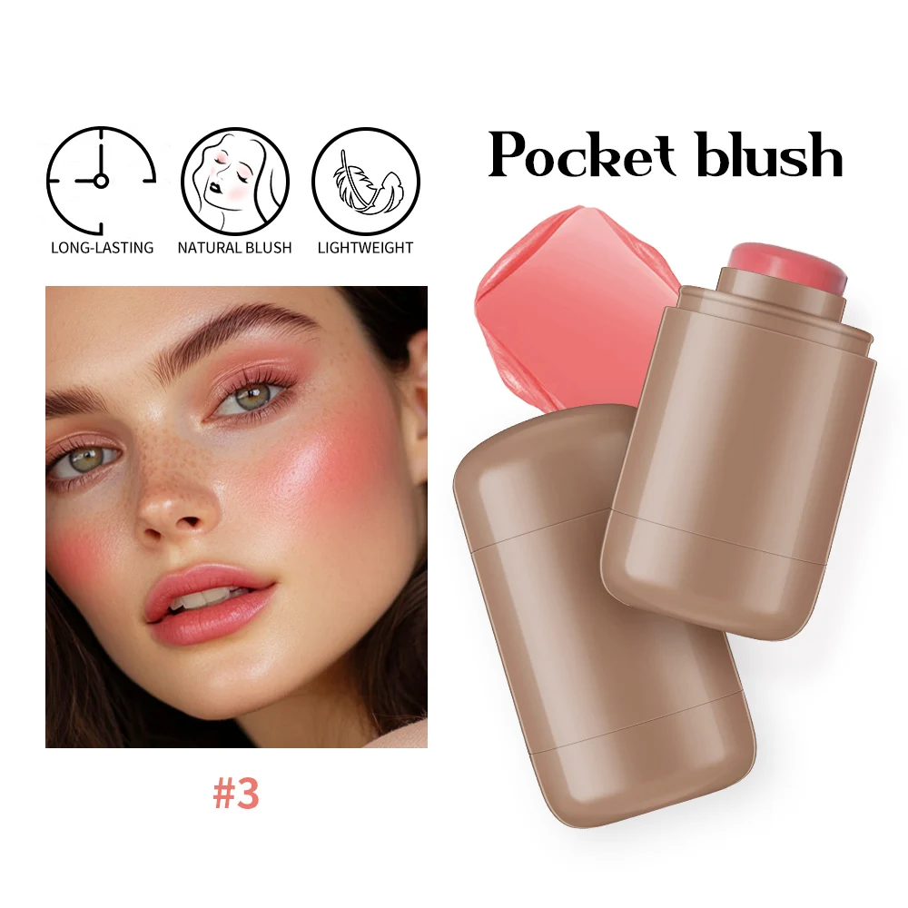 3-in-1 Blush Cheek Lip Tinted Moistured Blush Stick Waterproof Easy Color Rouge Silky Smooth Blusher Cream Contour  rhode Makeup