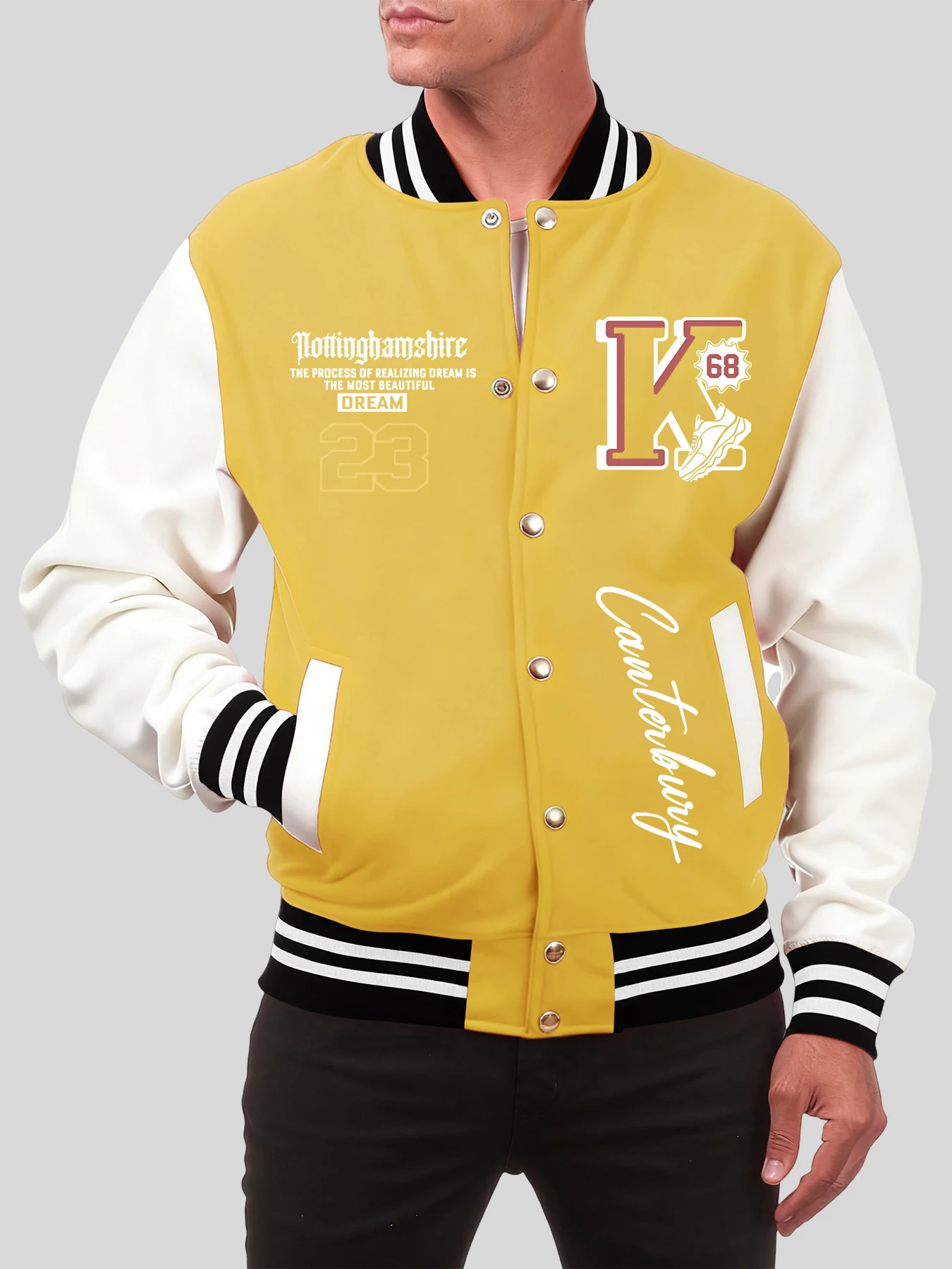 

Бейсбольная форма Dream 23, мужская повседневная американская куртка с буквенным принтом K, осенняя спортивная одежда большого размера, хлопковая мужская одежда с карманами