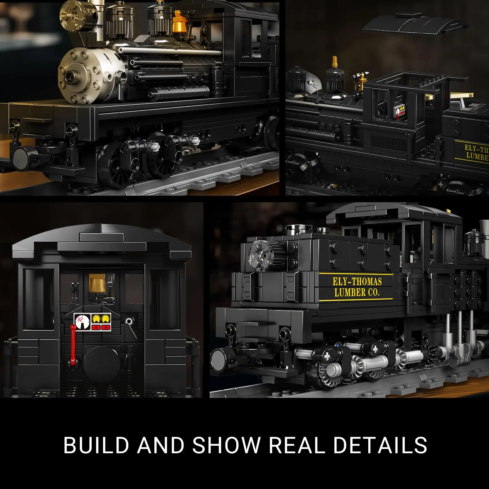 Mould King 880 PCS Shay Steam Locomotive with LED & APP Control, Train Building Blocks Set with Tracks for Adult Collectors