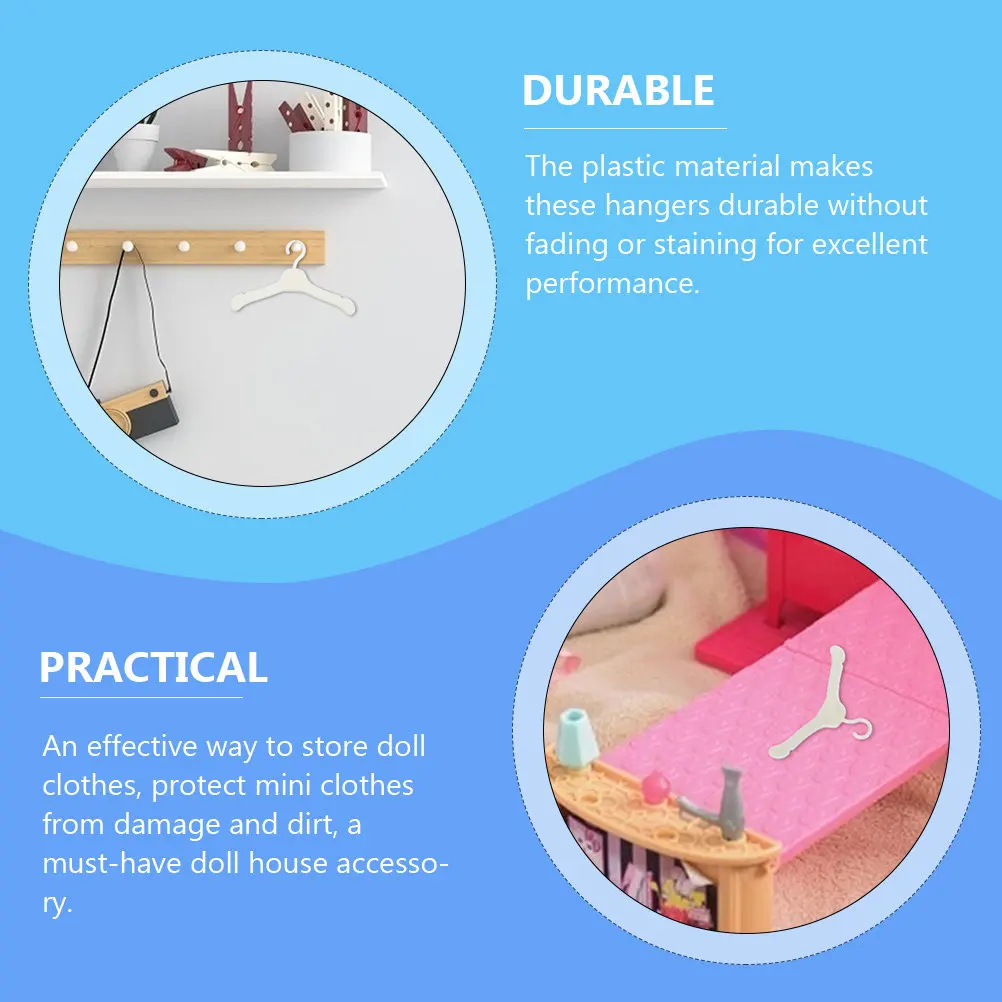 

60Pcs Mini Clothes Holders Plastic Hangers for Room Storage and Clothes Protection Mini Hanger Miniature Dress Hanger